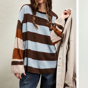 Free People Addie Stripe Cashmere Sweater, XS